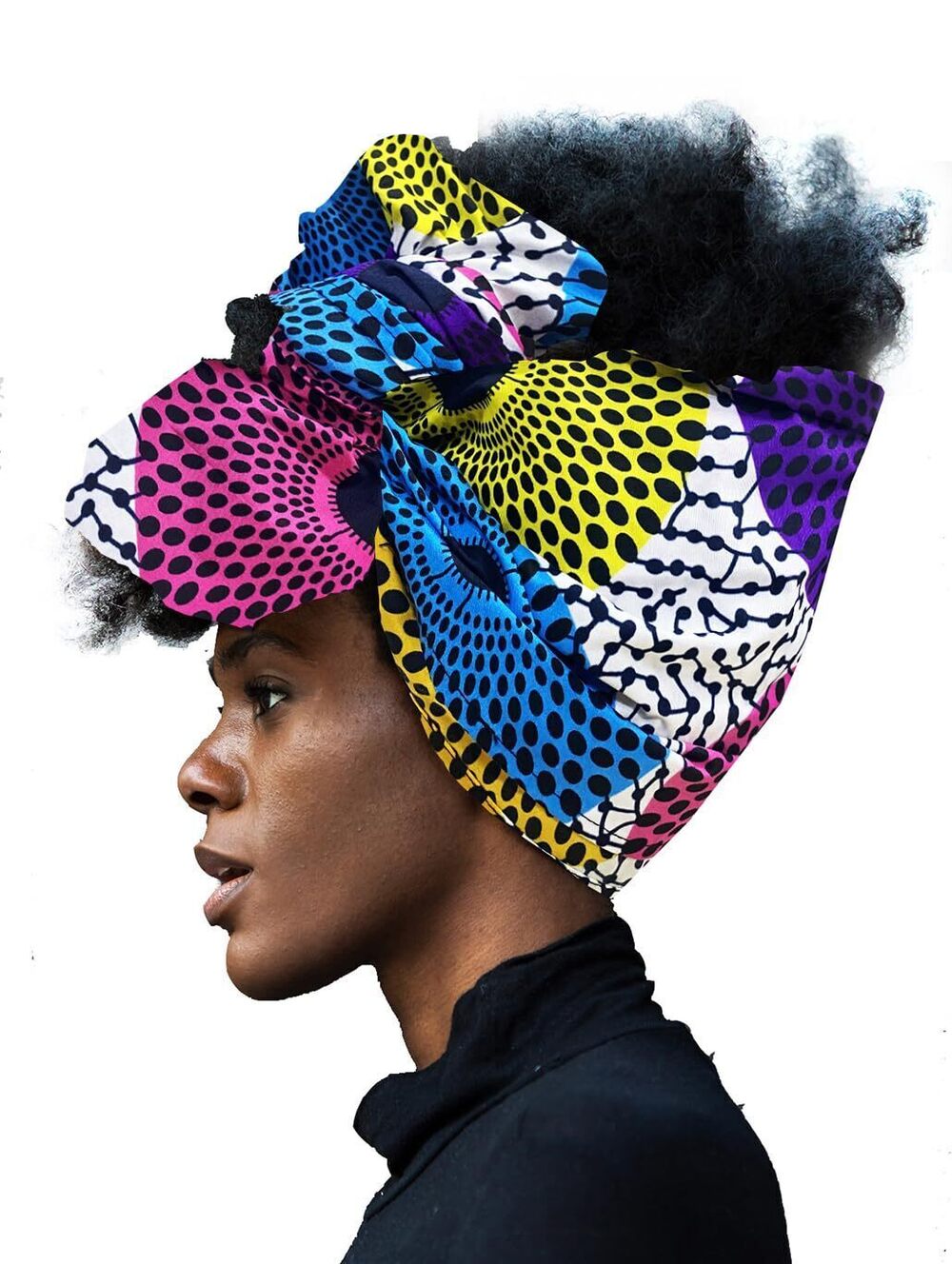 7593 African Head Wrap Extra Long 72”x22”Wax Print Head Scarf Tie Color I